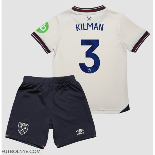 Camiseta West Ham United Max Kilman #3 Visitante Equipación para niños 2025-26 manga corta (+ pantalones cortos)